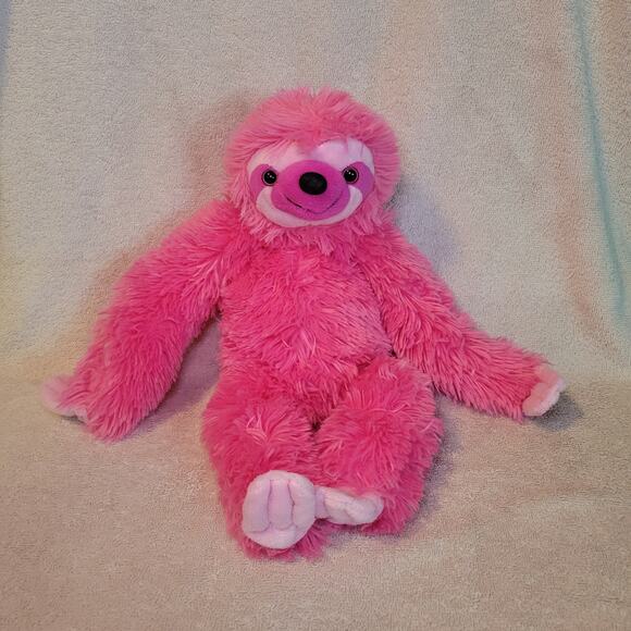 Wild Republic Sloth Beanbag 16” Plush Hot Pink Stuffed Animal Zoo Fuzzy Cuddly - Picture 1 of 7